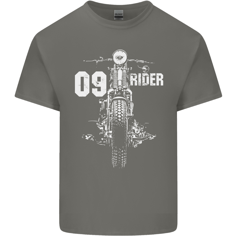 09 Motorbike Rider Biker Motorcycle Mens Cotton T-Shirt Tee Top Charcoal