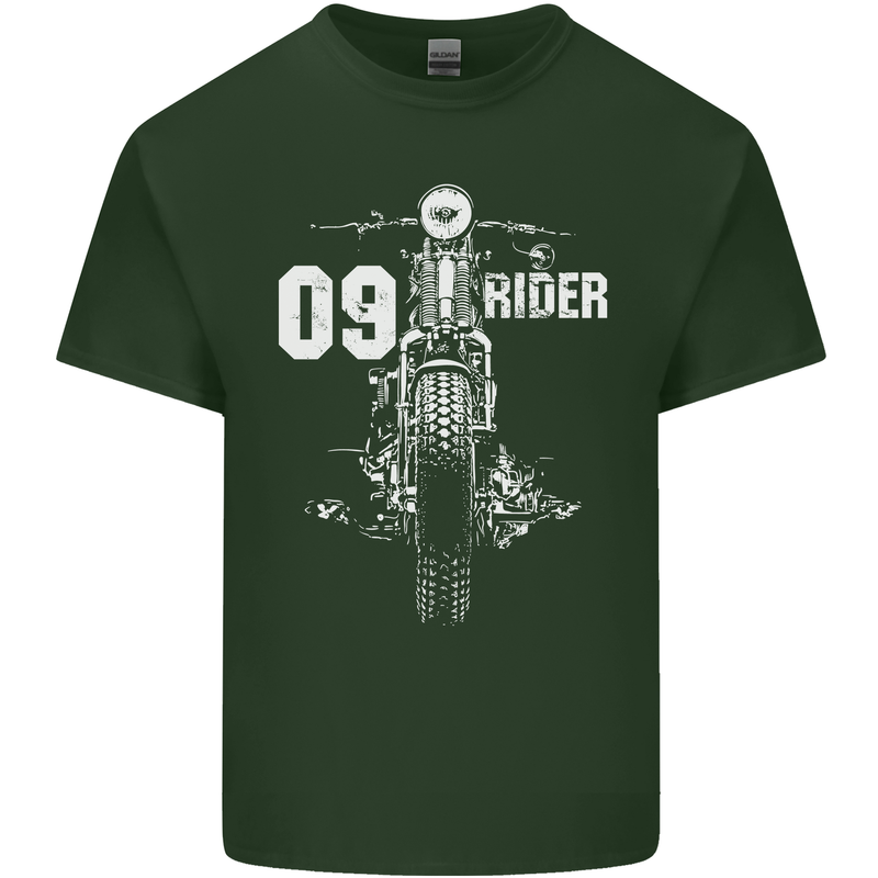 09 Motorbike Rider Biker Motorcycle Mens Cotton T-Shirt Tee Top Forest Green