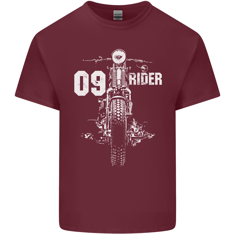 09 Motorbike Rider Biker Motorcycle Mens Cotton T-Shirt Tee Top Maroon