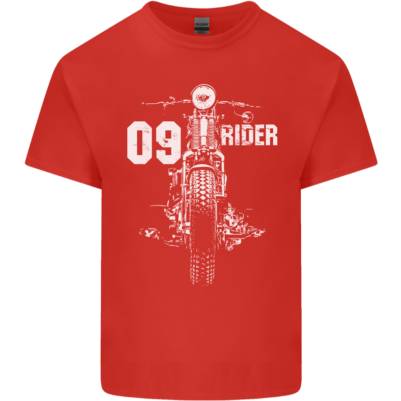 09 Motorbike Rider Biker Motorcycle Mens Cotton T-Shirt Tee Top Red