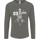 09 Motorbike Rider Biker Motorcycle Mens Long Sleeve T-Shirt Charcoal