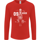 09 Motorbike Rider Biker Motorcycle Mens Long Sleeve T-Shirt Red
