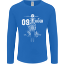09 Motorbike Rider Biker Motorcycle Mens Long Sleeve T-Shirt Royal Blue