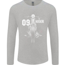 09 Motorbike Rider Biker Motorcycle Mens Long Sleeve T-Shirt Sports Grey