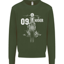 09 Motorbike Rider Biker Motorcycle Mens Sweatshirt Jumper Forest Green