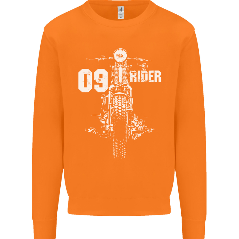09 Motorbike Rider Biker Motorcycle Mens Sweatshirt Jumper Orange