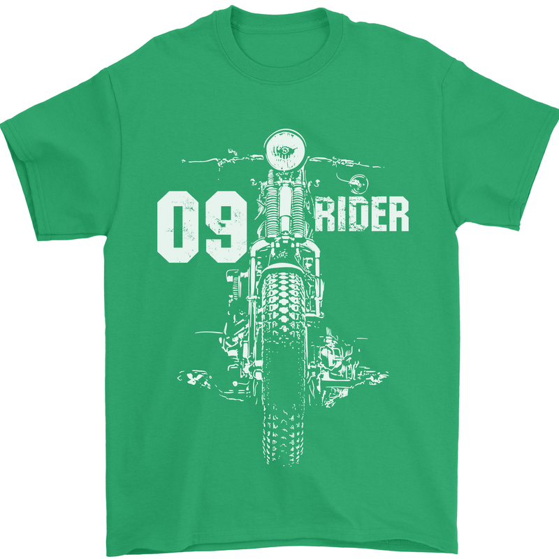 09 Motorbike Rider Biker Motorcycle Mens T-Shirt Cotton Gildan Irish Green