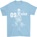 09 Motorbike Rider Biker Motorcycle Mens T-Shirt Cotton Gildan Light Blue