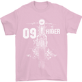 09 Motorbike Rider Biker Motorcycle Mens T-Shirt Cotton Gildan Light Pink