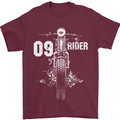 09 Motorbike Rider Biker Motorcycle Mens T-Shirt Cotton Gildan Maroon
