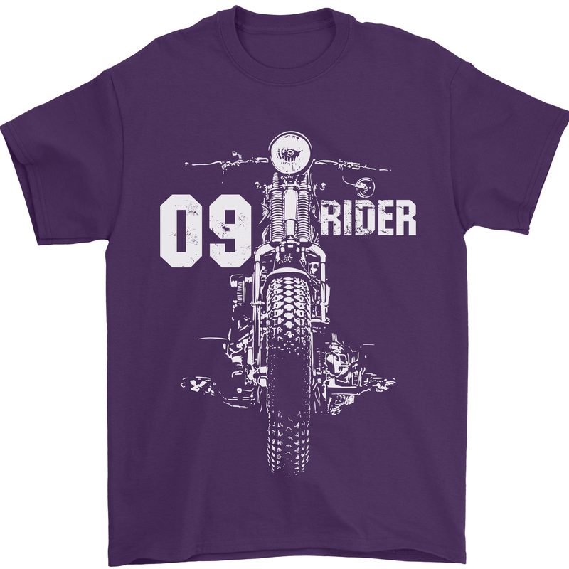 09 Motorbike Rider Biker Motorcycle Mens T-Shirt Cotton Gildan Purple