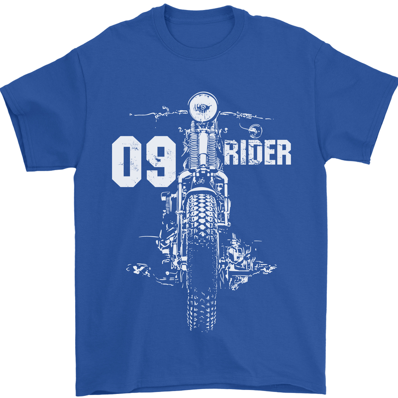 09 Motorbike Rider Biker Motorcycle Mens T-Shirt Cotton Gildan Royal Blue