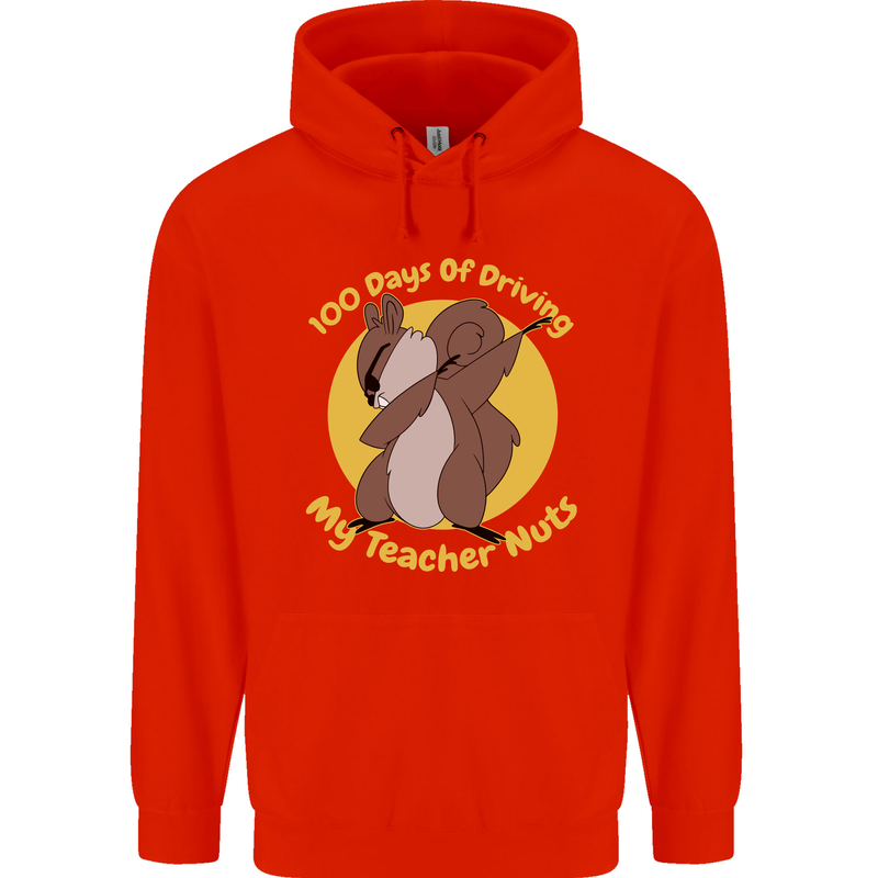 100 Days of Driving My Teacher Nuts Mens 80% Cotton Hoodie Bright Red