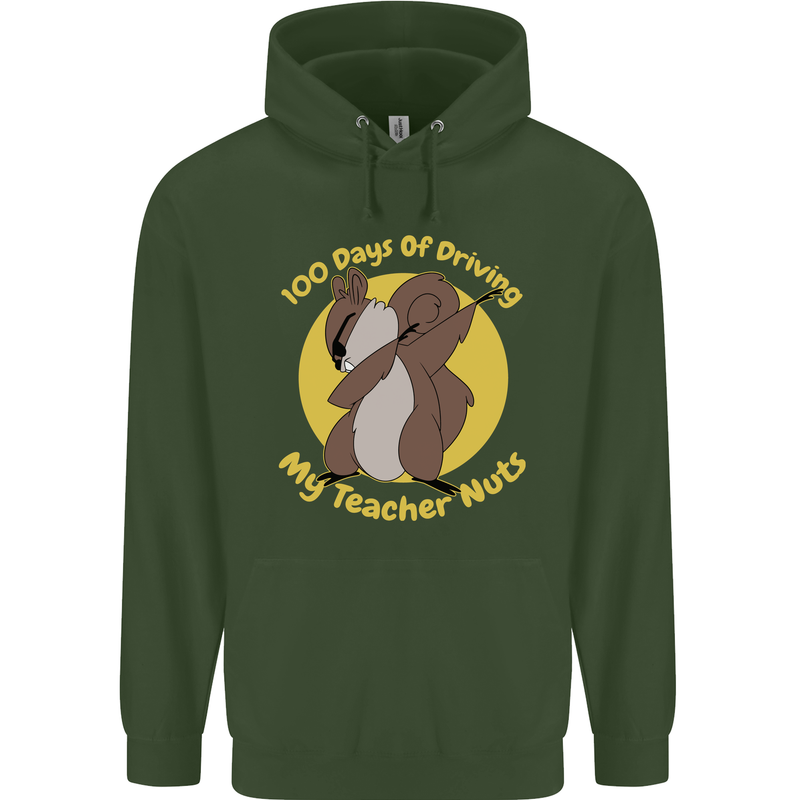 100 Days of Driving My Teacher Nuts Mens 80% Cotton Hoodie Forest Green