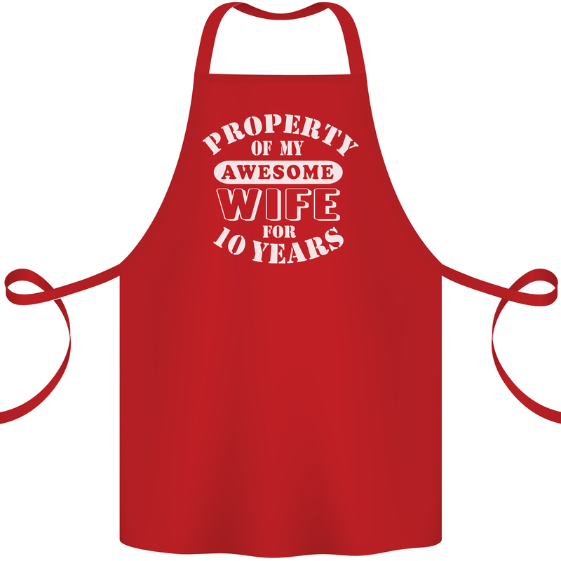 10 Year Wedding Anniversary 10th Funny Wife Cotton Apron 100% Organic Red