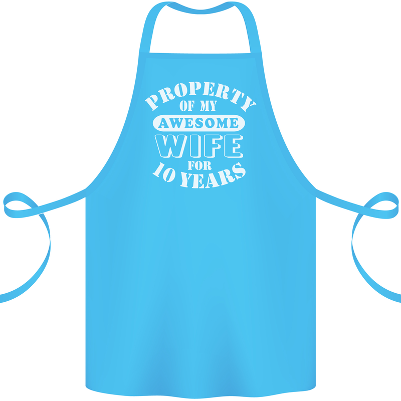 10 Year Wedding Anniversary 10th Funny Wife Cotton Apron 100% Organic Turquoise