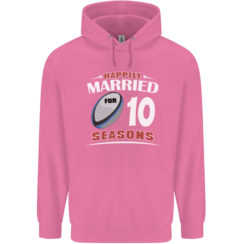 10 Year Wedding Anniversary 10th Rugby Mens 80% Cotton Hoodie Azelea