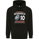 10 Year Wedding Anniversary 10th Rugby Mens 80% Cotton Hoodie Black