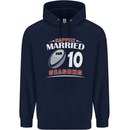 10 Year Wedding Anniversary 10th Rugby Mens 80% Cotton Hoodie Navy Blue