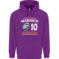 10 Year Wedding Anniversary 10th Rugby Mens 80% Cotton Hoodie Purple
