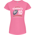 10 Year Wedding Anniversary 10th Rugby Womens Petite Cut T-Shirt Azalea