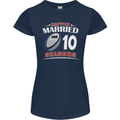 10 Year Wedding Anniversary 10th Rugby Womens Petite Cut T-Shirt Navy Blue