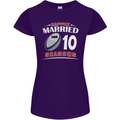 10 Year Wedding Anniversary 10th Rugby Womens Petite Cut T-Shirt Purple