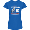 10 Year Wedding Anniversary 10th Rugby Womens Petite Cut T-Shirt Royal Blue