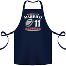 11 Year Wedding Anniversary 11th Rugby Cotton Apron 100% Organic Navy Blue