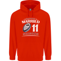 11 Year Wedding Anniversary 11th Rugby Mens 80% Cotton Hoodie Bright Red