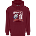 11 Year Wedding Anniversary 11th Rugby Mens 80% Cotton Hoodie Maroon