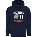 11 Year Wedding Anniversary 11th Rugby Mens 80% Cotton Hoodie Navy Blue