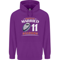 11 Year Wedding Anniversary 11th Rugby Mens 80% Cotton Hoodie Purple