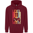 11th Birthday 11 Year Old Level Up Gamming Childrens Kids Hoodie Maroon