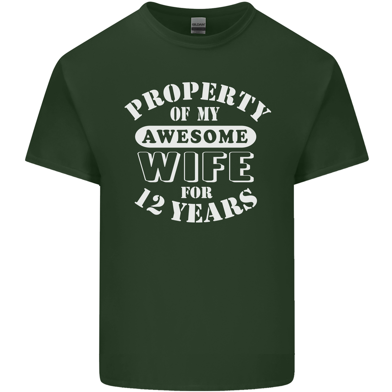 12 Year Wedding Anniversary 12th Funny Wife Mens Cotton T-Shirt Tee Top Forest Green