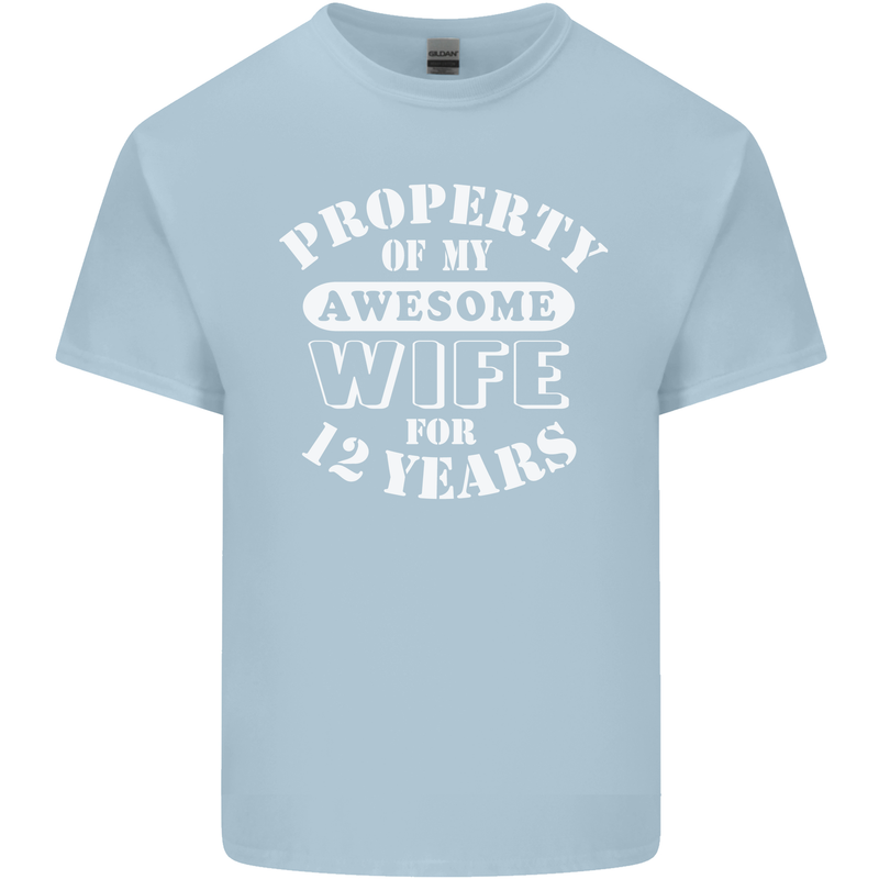 12 Year Wedding Anniversary 12th Funny Wife Mens Cotton T-Shirt Tee Top Light Blue