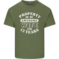 12 Year Wedding Anniversary 12th Funny Wife Mens Cotton T-Shirt Tee Top Military Green