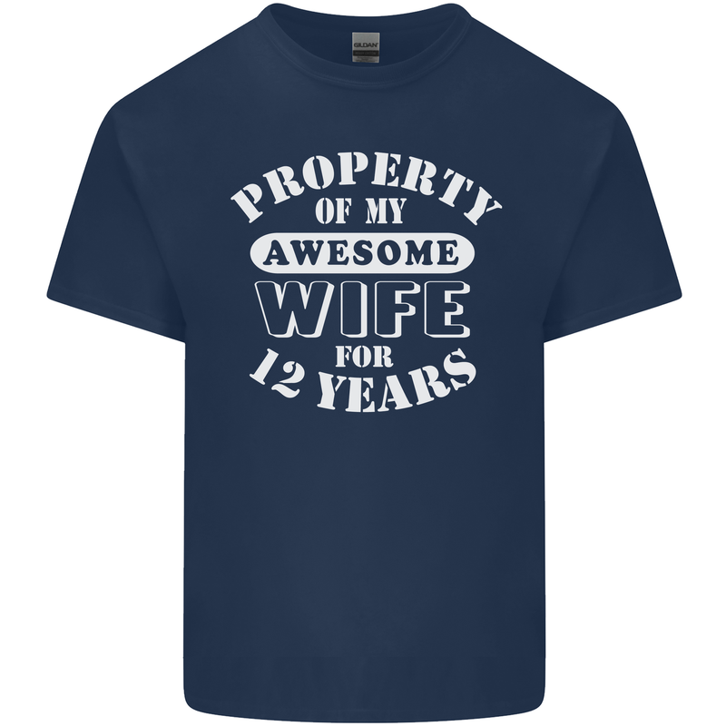 12 Year Wedding Anniversary 12th Funny Wife Mens Cotton T-Shirt Tee Top Navy Blue