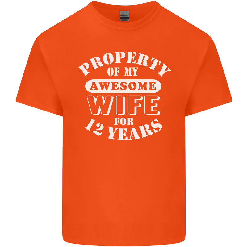 12 Year Wedding Anniversary 12th Funny Wife Mens Cotton T-Shirt Tee Top Orange