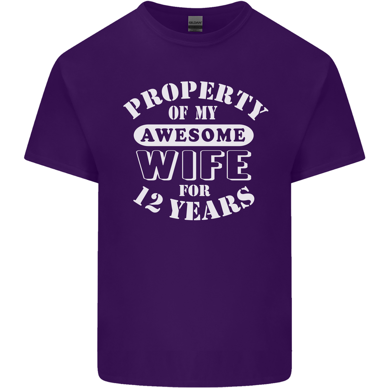 12 Year Wedding Anniversary 12th Funny Wife Mens Cotton T-Shirt Tee Top Purple