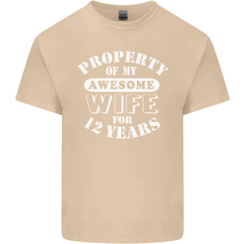12 Year Wedding Anniversary 12th Funny Wife Mens Cotton T-Shirt Tee Top Sand
