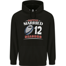 12 Year Wedding Anniversary 12th Rugby Mens 80% Cotton Hoodie Black