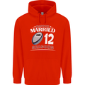 12 Year Wedding Anniversary 12th Rugby Mens 80% Cotton Hoodie Bright Red