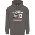 12 Year Wedding Anniversary 12th Rugby Mens 80% Cotton Hoodie Charcoal