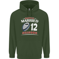 12 Year Wedding Anniversary 12th Rugby Mens 80% Cotton Hoodie Forest Green
