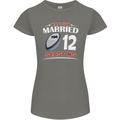 12 Year Wedding Anniversary 12th Rugby Womens Petite Cut T-Shirt Charcoal
