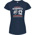 12 Year Wedding Anniversary 12th Rugby Womens Petite Cut T-Shirt Navy Blue