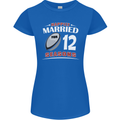 12 Year Wedding Anniversary 12th Rugby Womens Petite Cut T-Shirt Royal Blue