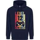 12th Birthday 12 Year Old Level Up Gamming Childrens Kids Hoodie Navy Blue