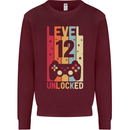 12th Birthday 12 Year Old Level Up Gamming Kids Sweatshirt Jumper Maroon